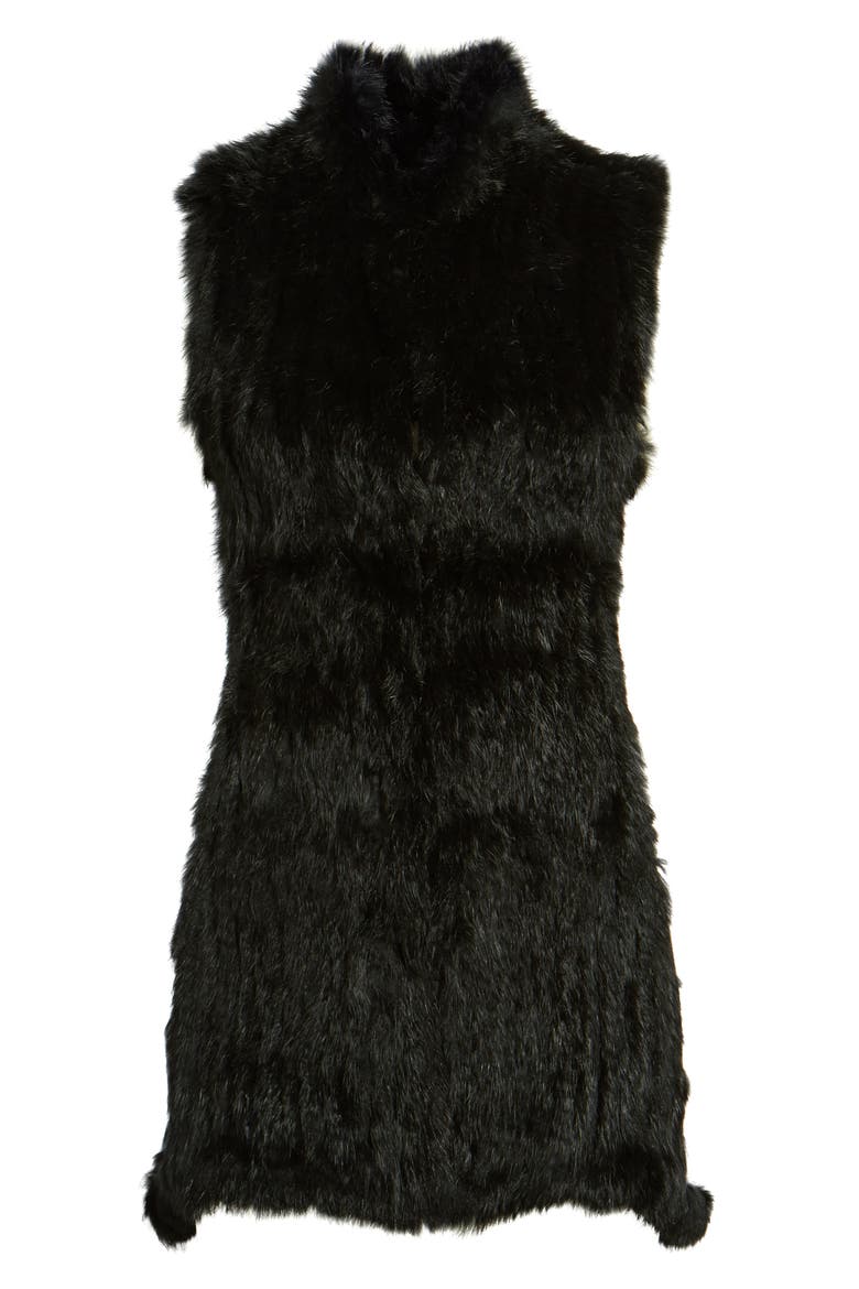 Genuine Rabbit Fur & Knit Vest (Nordstrom Exclusive), Alternate, color, BLACK