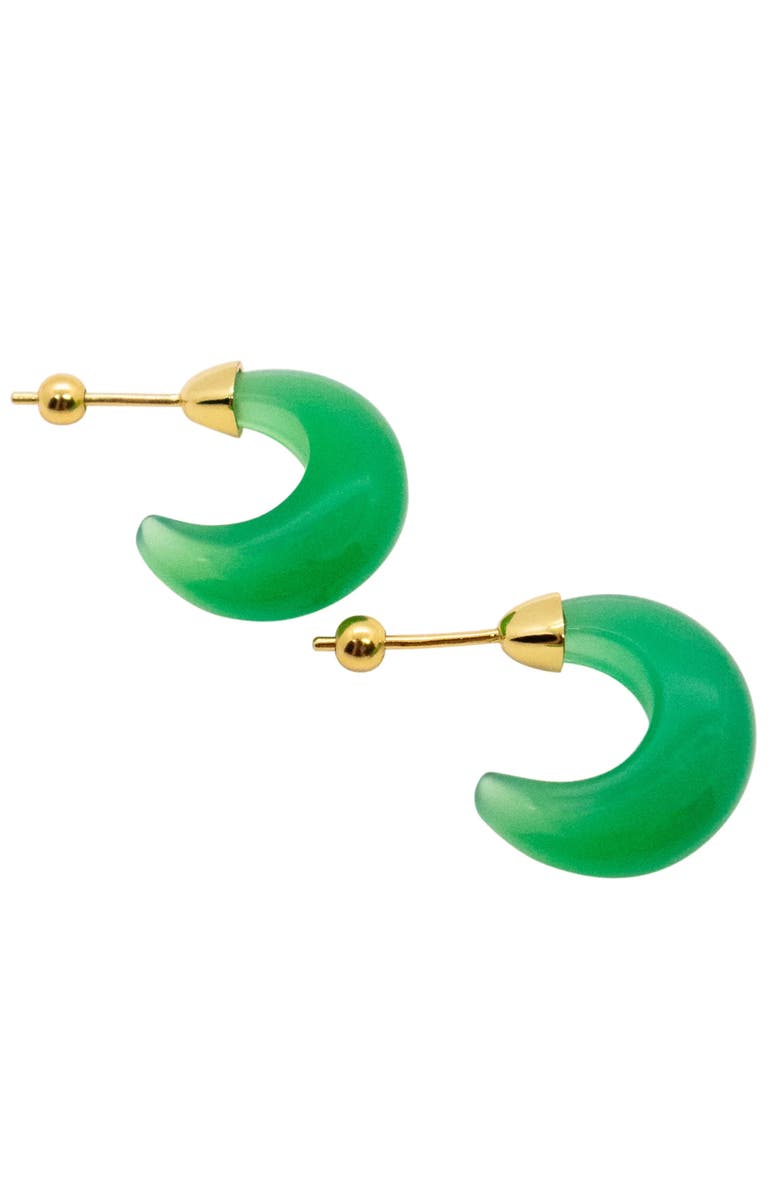seree Half moon Green chalcedony earrings, Alternate, color, Bright Green