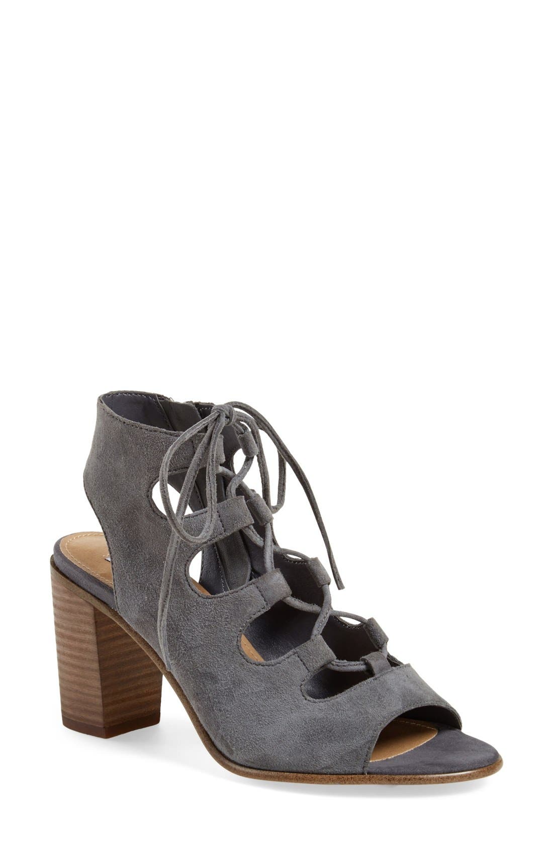 'Nilunda' Lace-Up Sandal, Main, color, GREY SUEDE