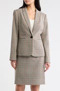 Tahari ASL One-Button Plaid Blazer