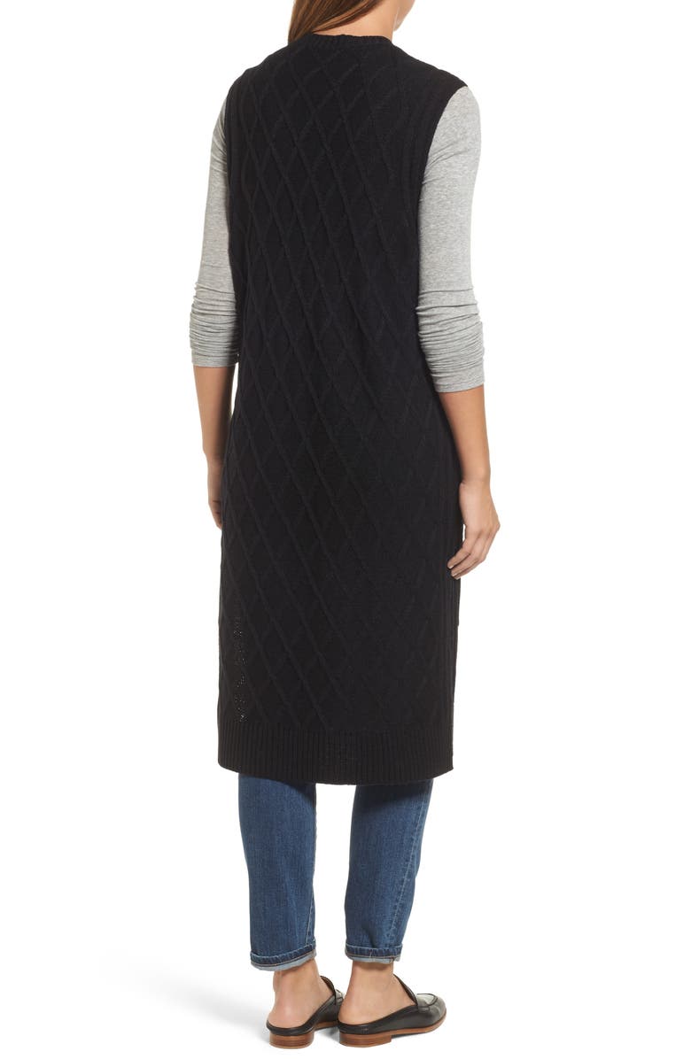 Halogen<sup>®</sup> Cable Stitch Long Sweater Vest, Alternate, color, 