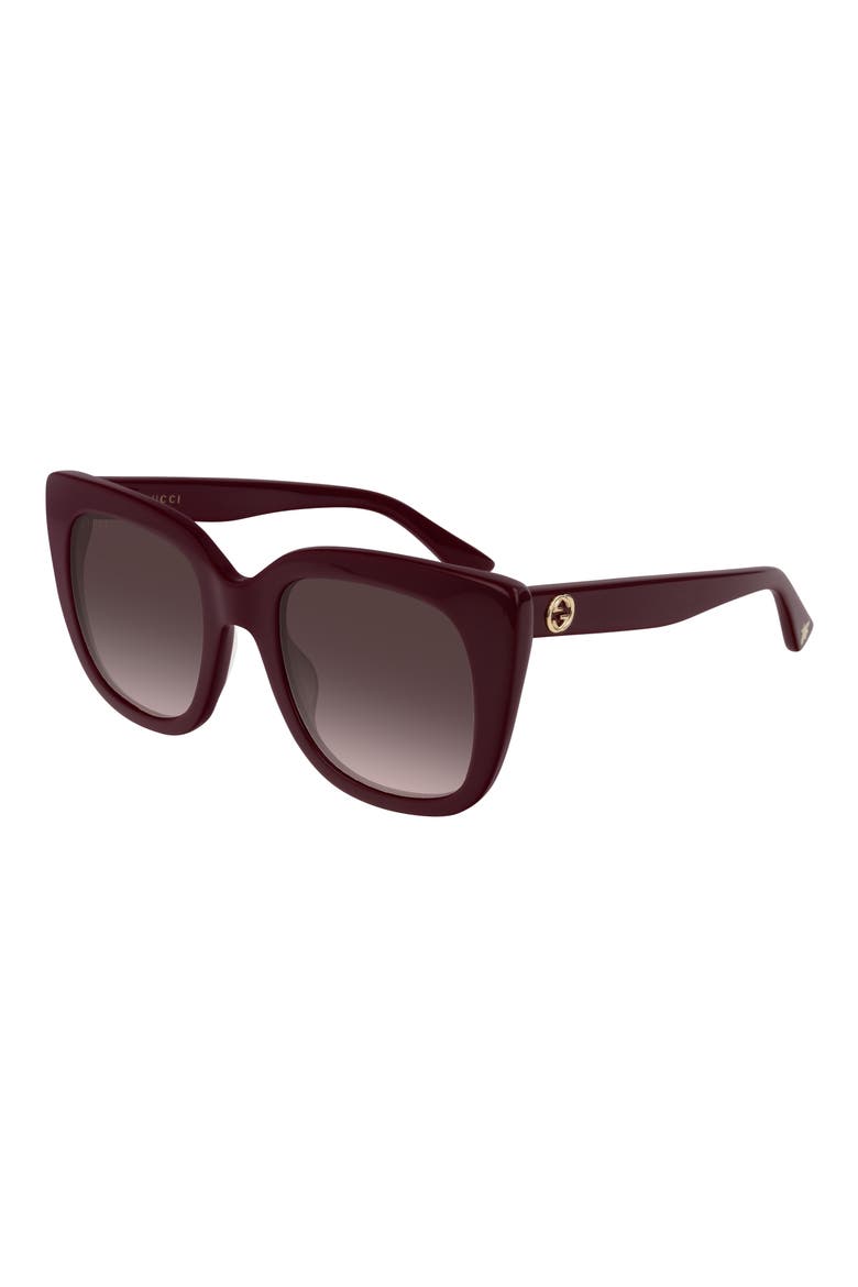 51mm Cat Eye Sunglasses, Main, color, SHINY SOLID BURGUNDY/BRN GRAD