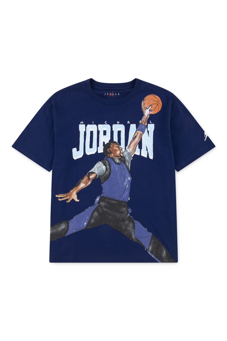 Kids' Jordan Sketch Graphic T-Shirt, Main, color, U9JBLUE VO