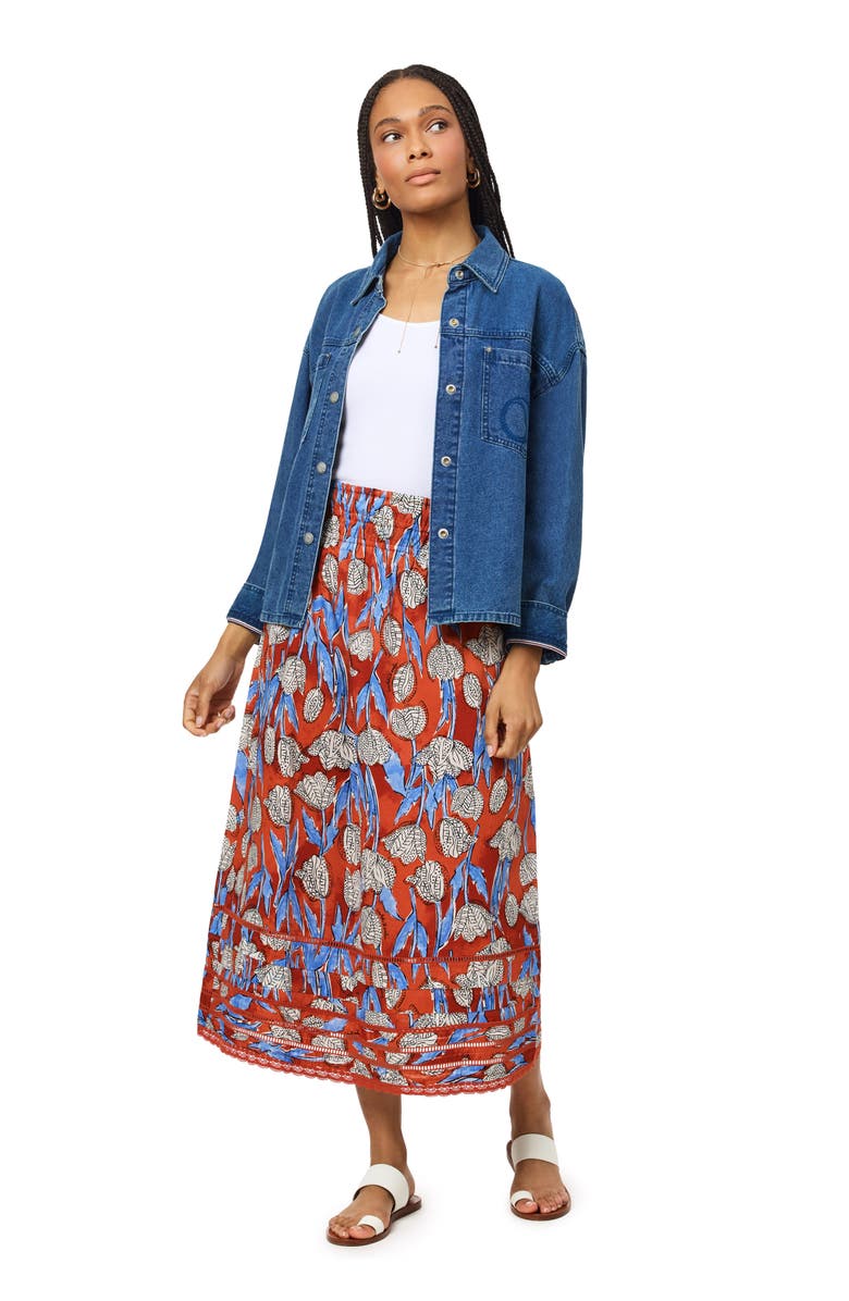 Scotch & Soda Floral Cotton Midi Skirt, Alternate, color, Floral Block