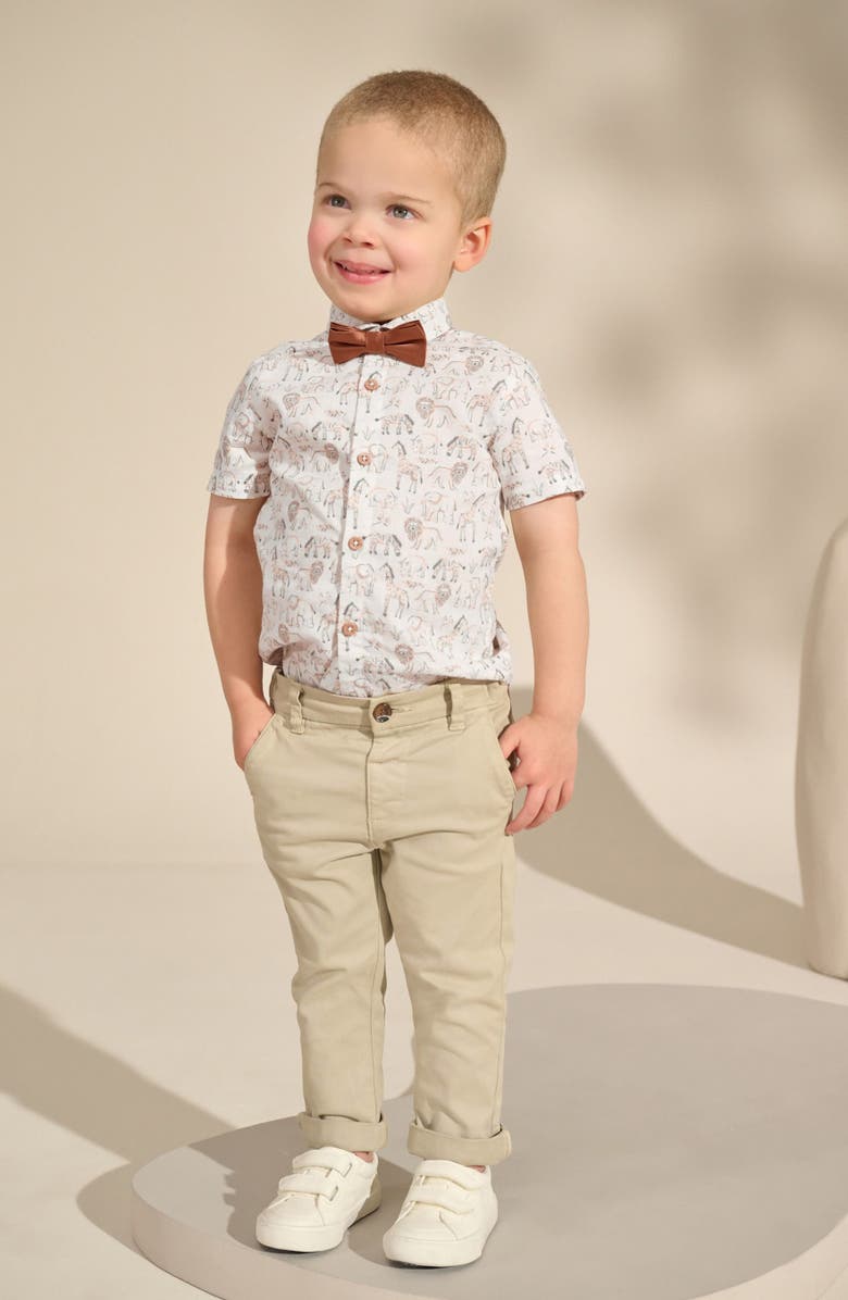 NEXT Kids' Safari Button-Up Shirt & Bow Tie Set, Alternate, color, Neutral
