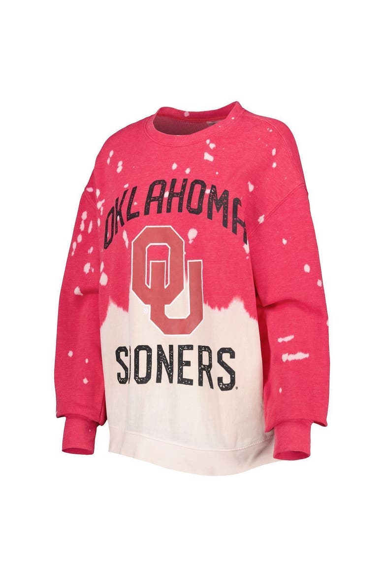 Women's Gameday Couture Crimson Oklahoma Sooners Twice As Nice Faded Dip-Dye Pullover Long Sleeve Top, Alternate, color, Crimson