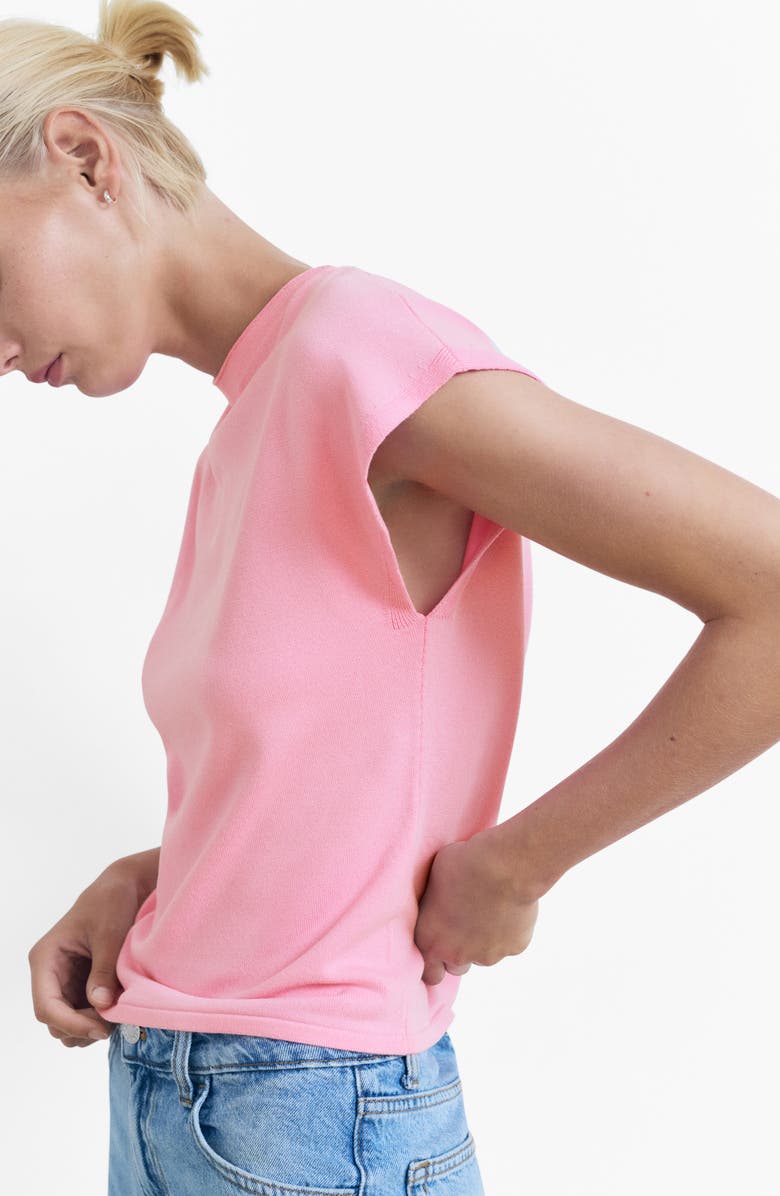 MANGO Cap Sleeve Fine Knit Sweater, Alternate, color, Pastel Pink