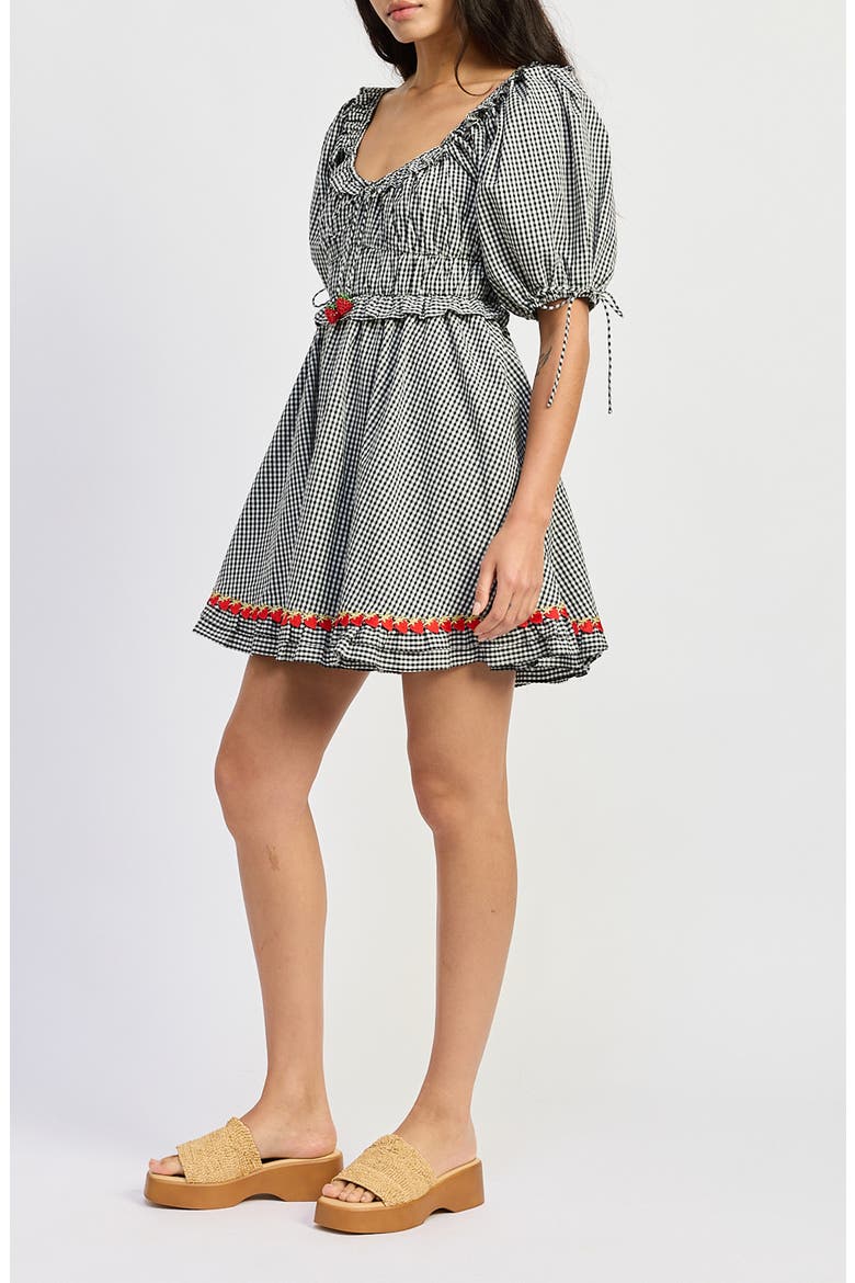 Emmie Babydoll Minidress, Alternate, color, BLACK WHITE
