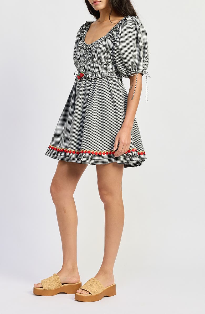 JACQUIE THE LABEL Emmie Babydoll Minidress, Alternate, color, Black White