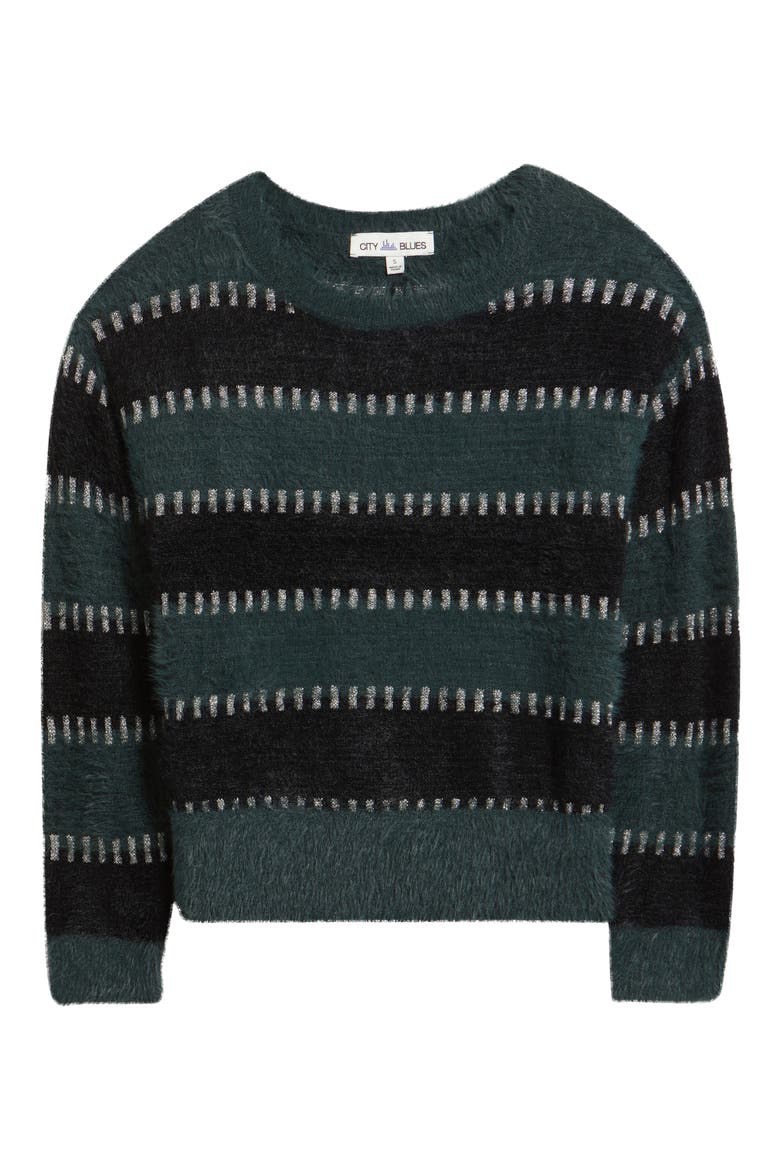 Stripe Metallic Boat Neck Sweater, Alternate, color, SPRUCE/BLACK