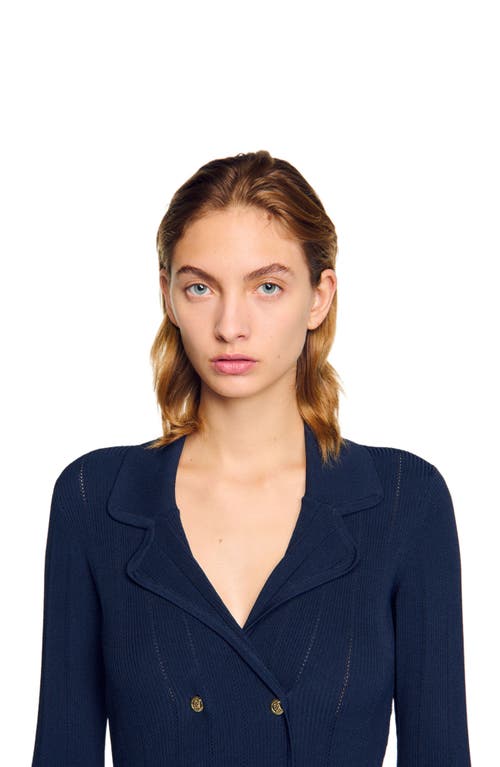 Sandro Knit Maxi Dress In Navy Blue