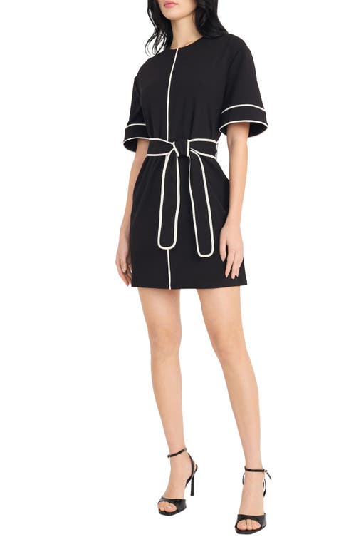 DONNA MORGAN DONNA MORGAN CONTRAST PIPING SHORT SLEEVE MINIDRESS