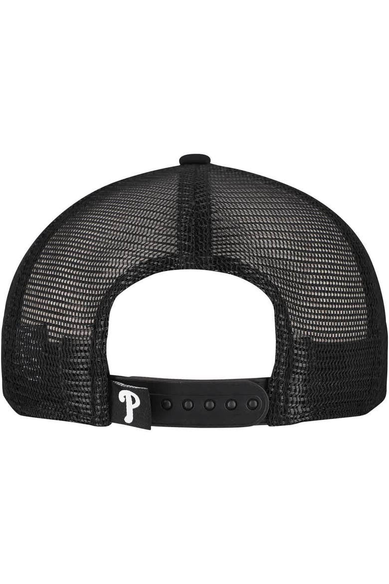Men's New Era Black Philadelphia Phillies Retro Bold A-Frame Trucker 9FORTY Adjustable Hat, Alternate, color, Black