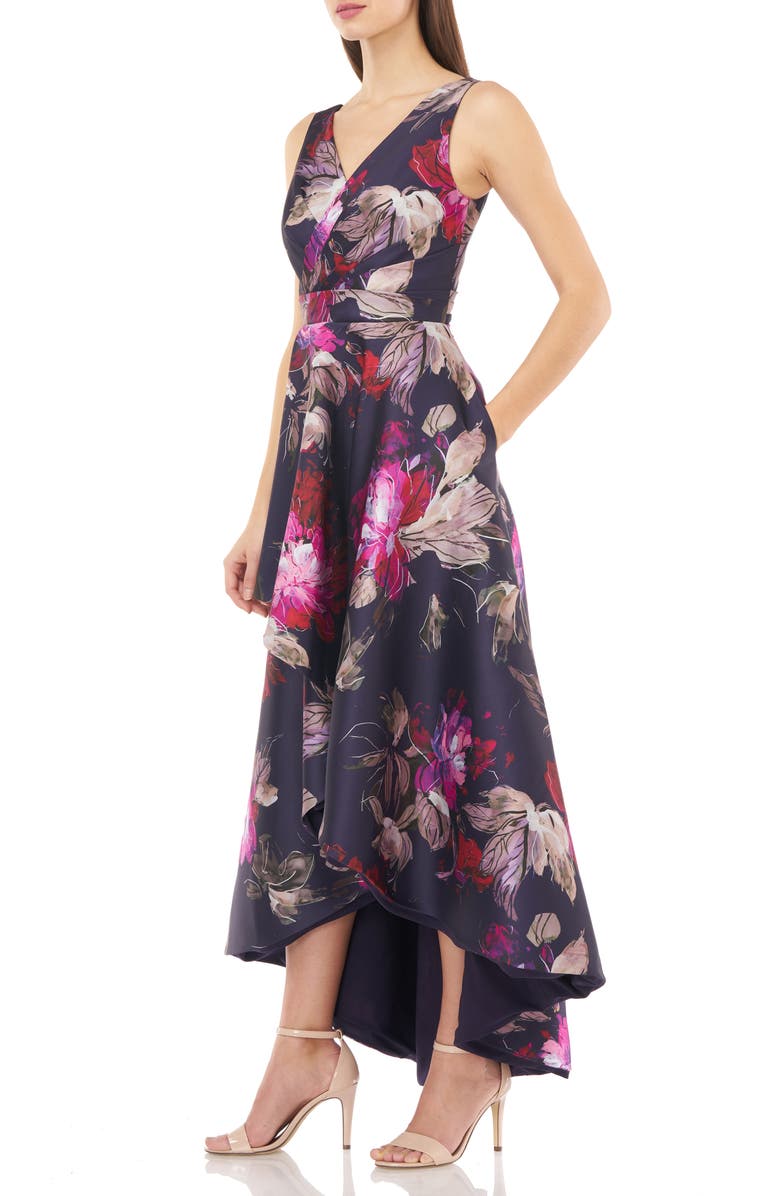 Carmen Marc Valvo Infusion Faux Wrap Front Sleeveless High/Low Gown, Alternate, color, 