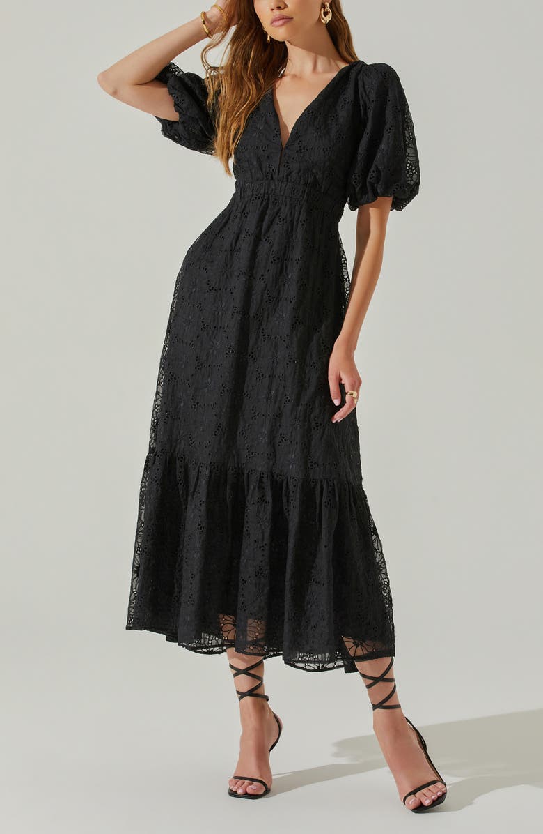 ASTR the Label Jaxine Eyelet Midi Dress, Alternate, color,