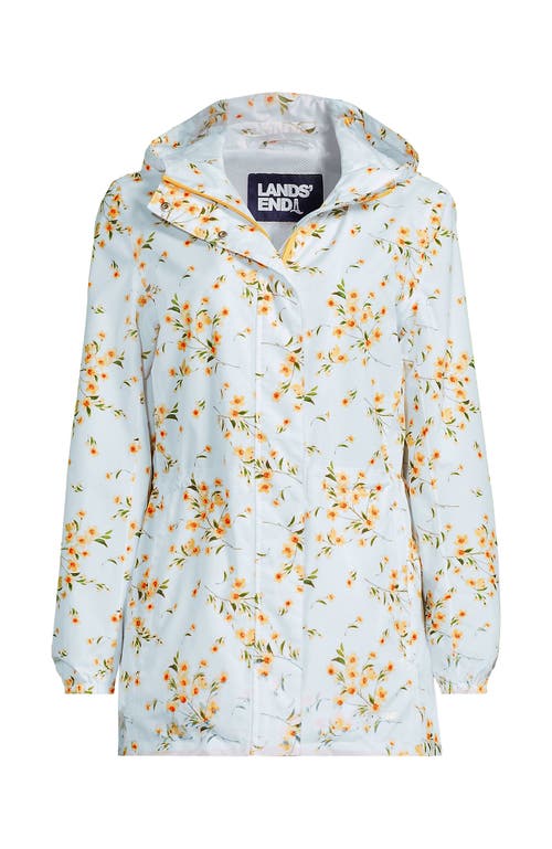 Lands' End Squall Packable Waterproof Raincoat In Crisp White Sweet Mango Floral