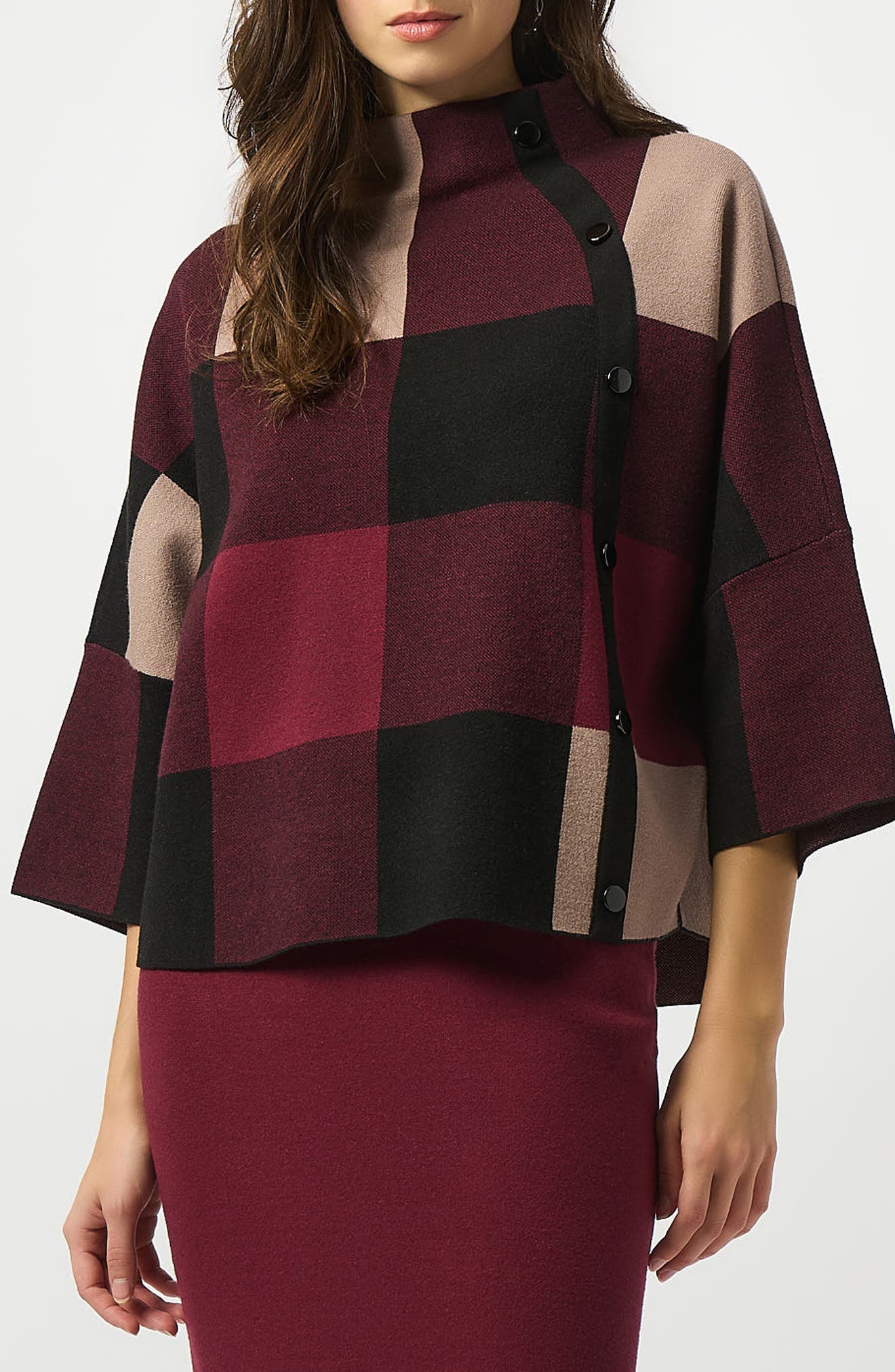 Plaid Stand Collar Sweater