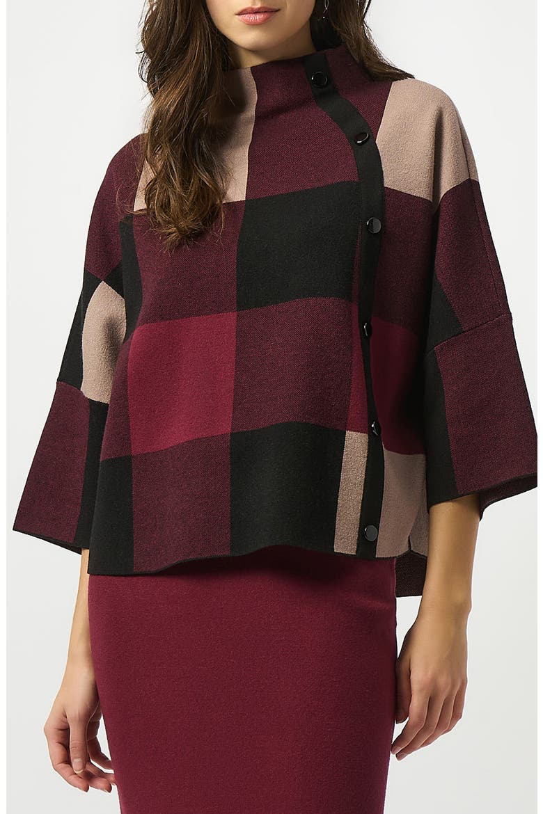 Plaid Stand Collar Sweater, Main, color, MERLOT/ MULTI