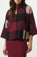 Joseph Ribkoff Plaid Stand Collar Sweater