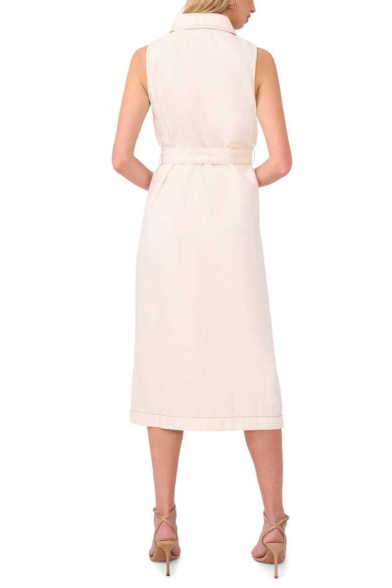 Belted Sleeveless Midi Shirtdress, Alternate, color, ANTIQUE WHITE