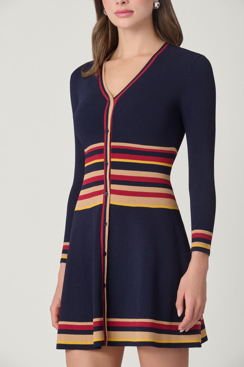 Multi Stripe Knit Pauli Dress, Alternate, color, Navy Multi