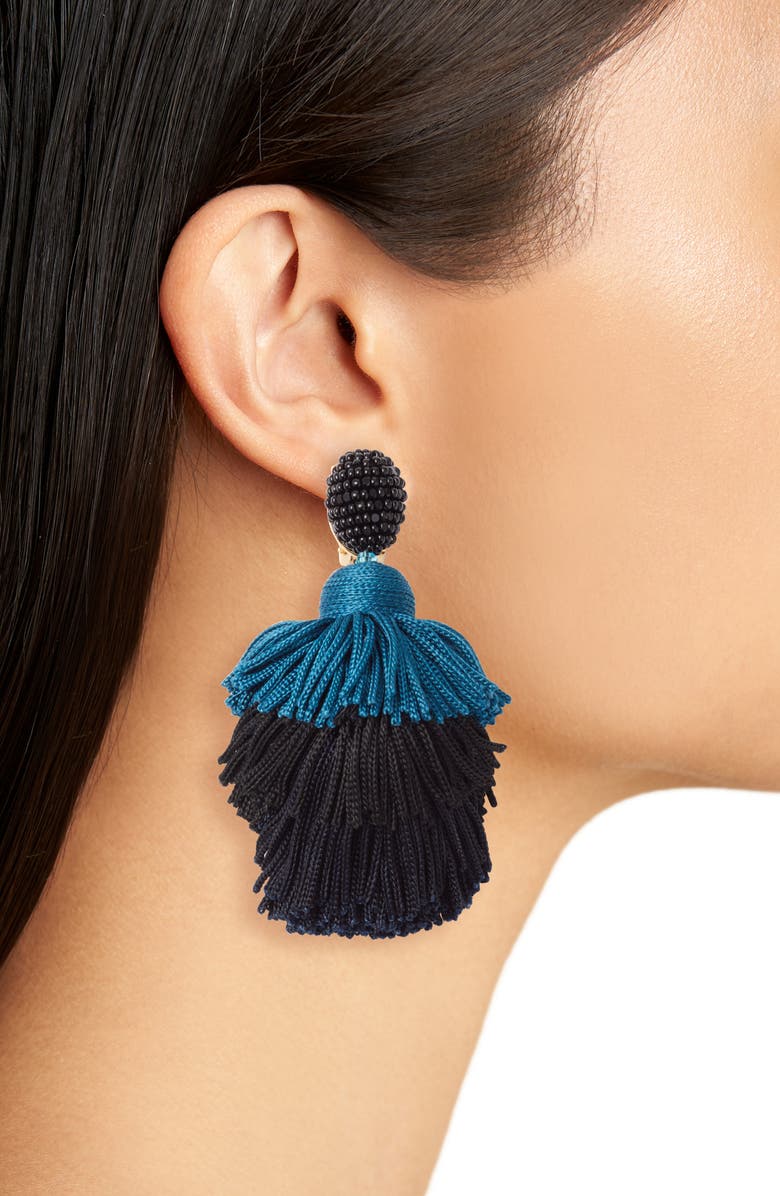 Oscar de la Renta Tiered Tassel Drop Earrings, Alternate, color,