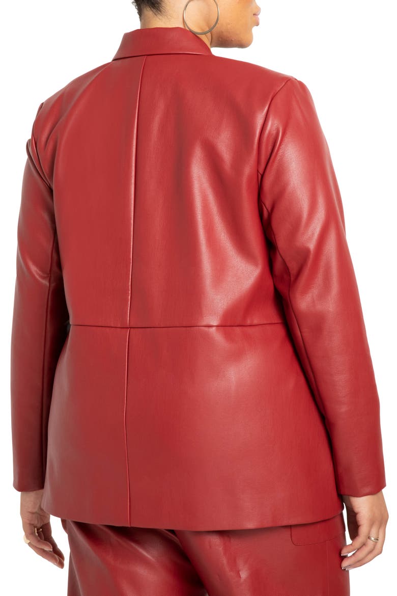 Faux Leather Double Breasted Blazer, Alternate, color, BIKING RED