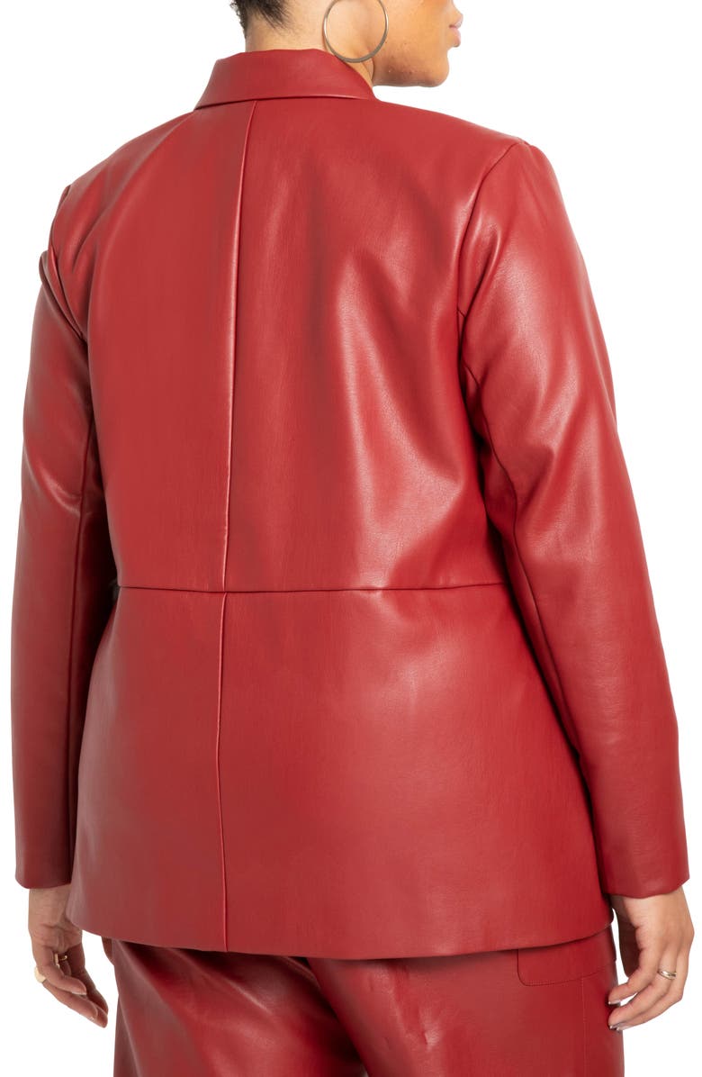 ELOQUII Faux Leather Double Breasted Blazer, Alternate, color,
