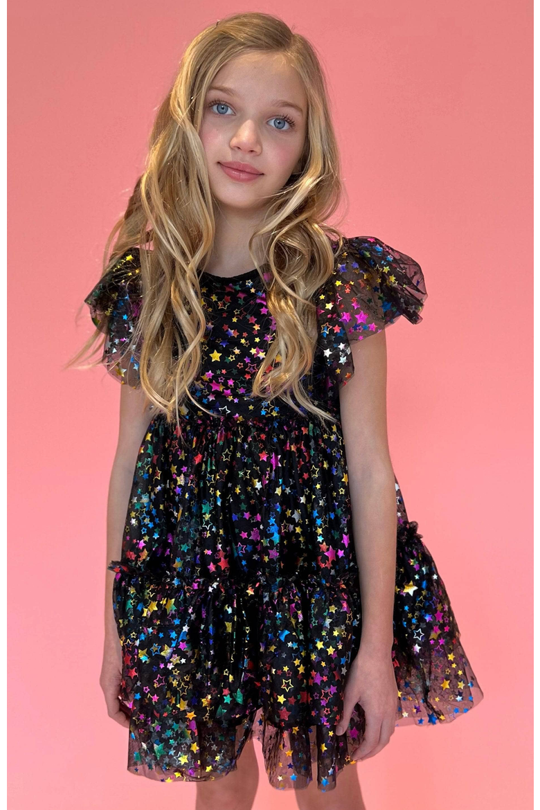 Shining Rainbow Star Tulle Dress, Alternate, color, Multicolor