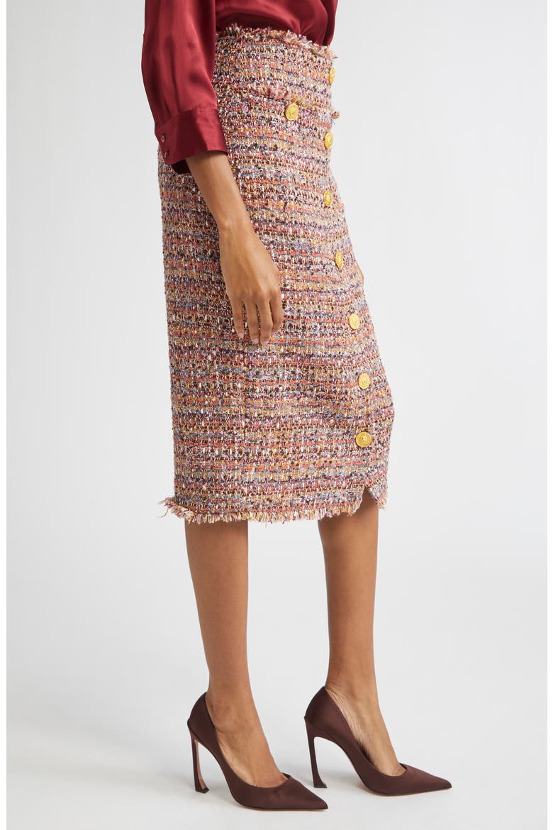 Tai Tweed Midi Skirt, Alternate, color, MAUVE/ TAN MULTI TWEED