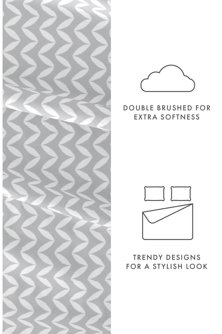 Premium Ultra Soft Puffed Chevron Pattern 4-Piece Bed Sheet Set, Alternate, color, LIGHT GRAY