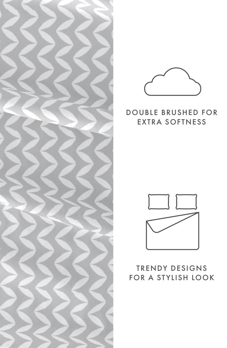 HOMESPUN HOME SPUN Premium Ultra Soft Puffed Chevron Pattern 4-Piece Bed Sheet Set, Alternate, color, Light Gray