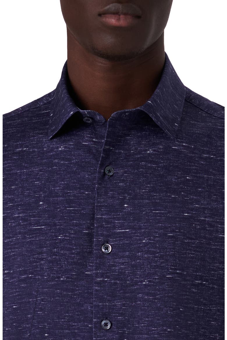 Miles OoohCotton® Heather Print Short Sleeve Button-Up Shirt, Alternate, color, MIDNIGHT