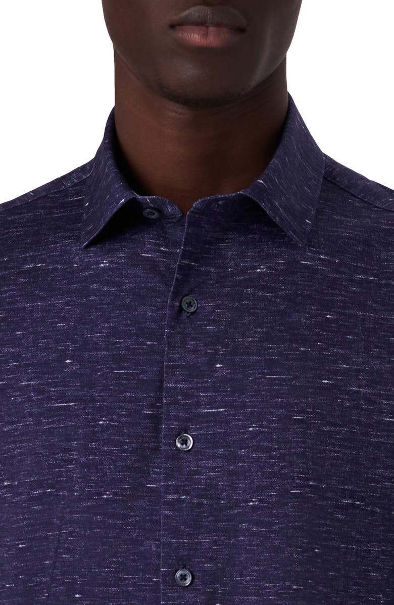 Bugatchi Miles OoohCotton<sup>®</sup> Heather Print Short Sleeve Button-Up Shirt, Alternate, color, 