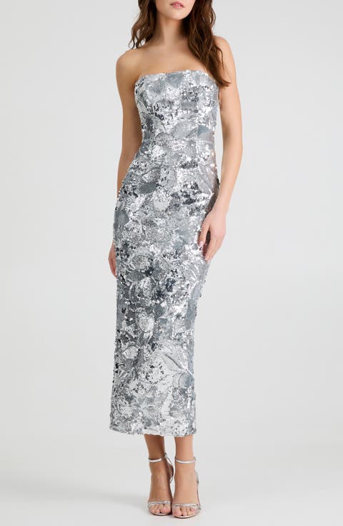 Metallic Silver Wedding Guest Dresses
