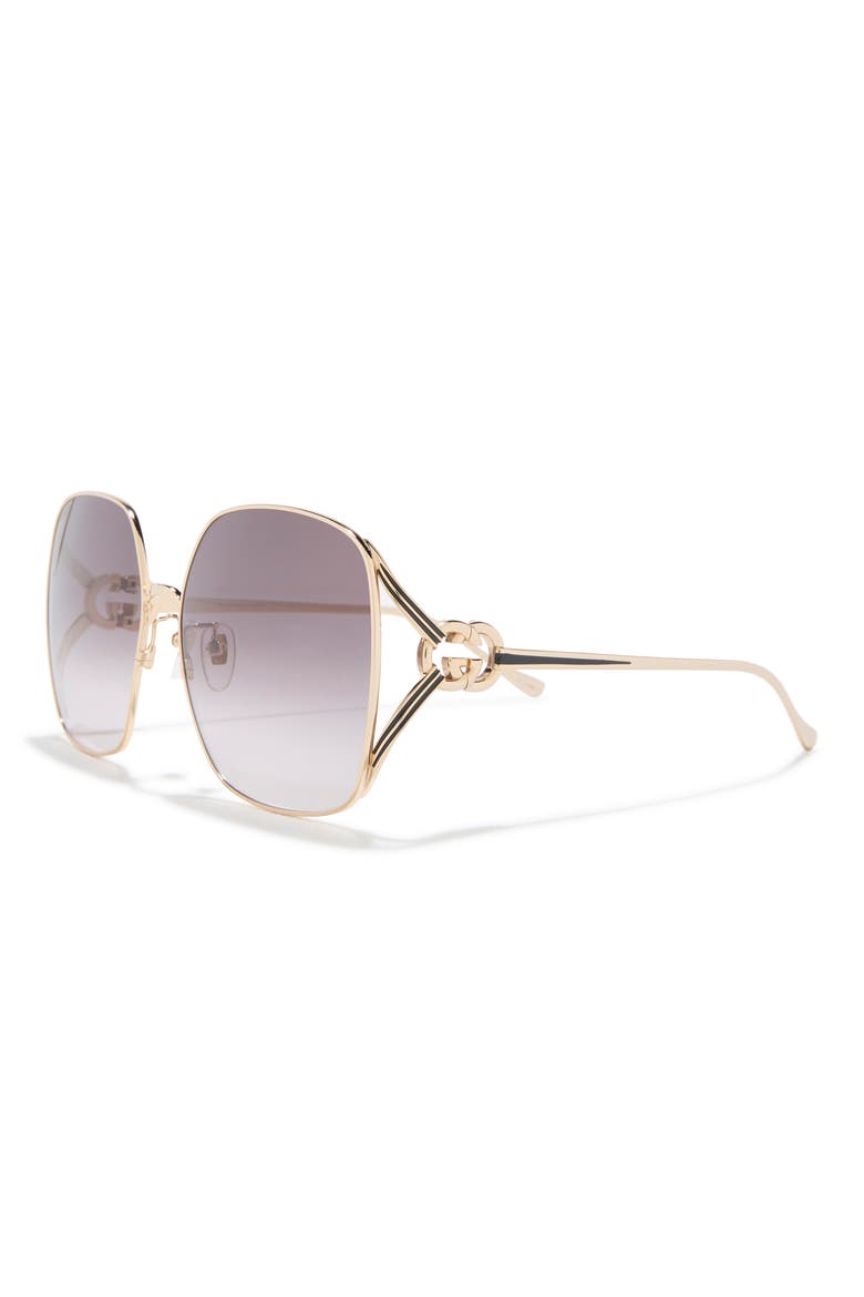 63mm Square Sunglasses, Alternate, color, GOLD GOLD GREY