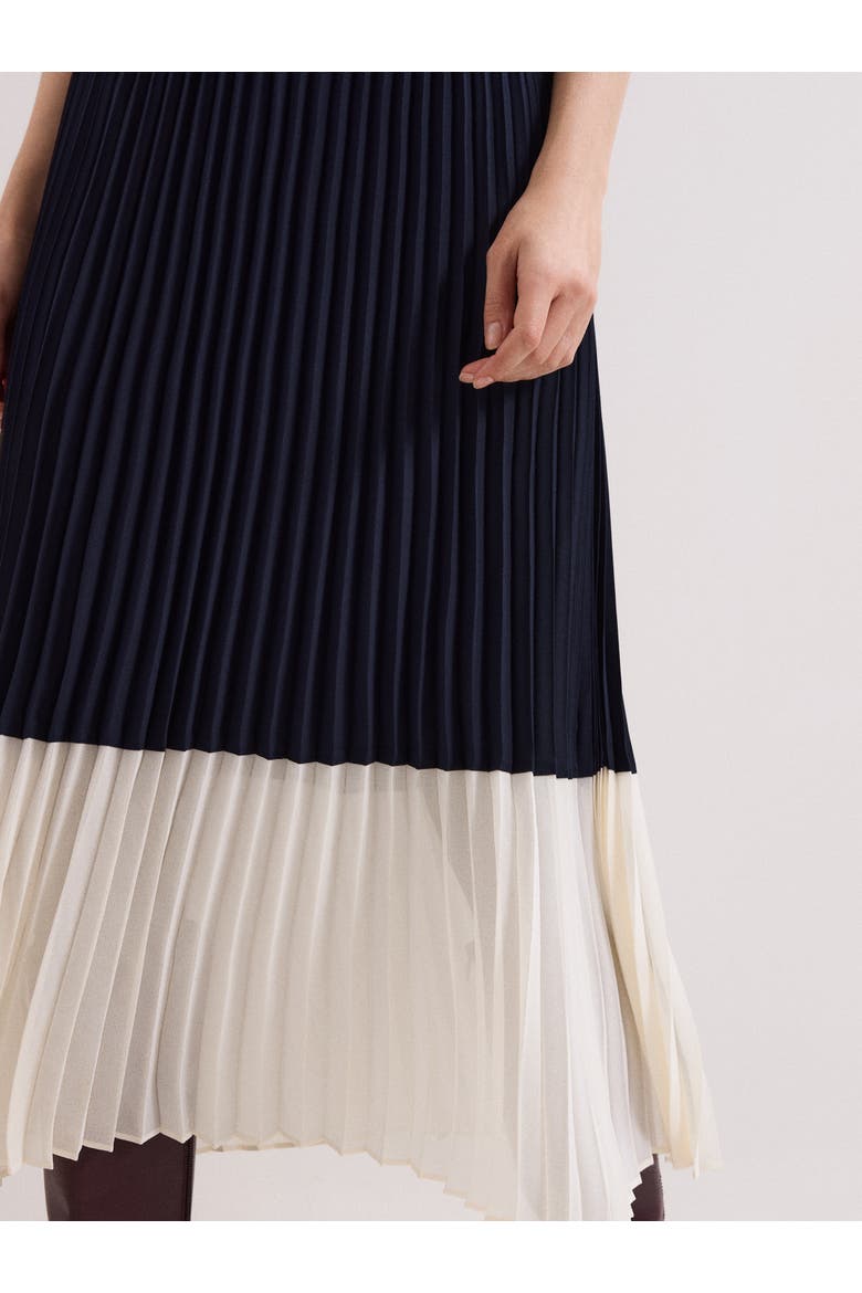 Eleanor Pleated Midi Skirt, Alternate, color, Navy