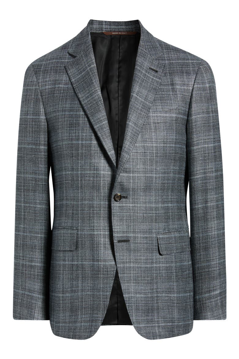 Kei Trim Fit Plaid Sport Coat, Alternate, color, GREY