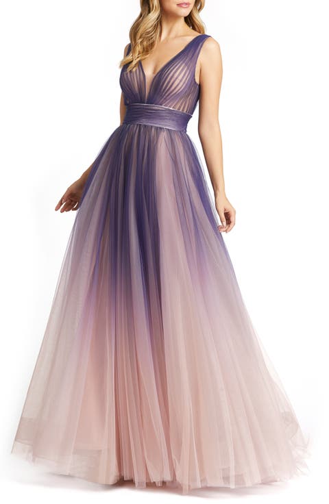 Sleeveless Ombre Tulle Ball Gown