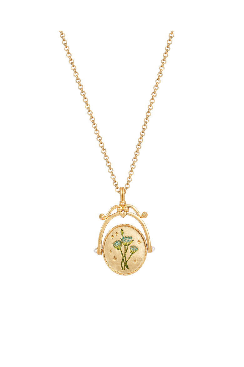 W Initial Water Lily Gold Spinner Chain Necklace, Alternate, color, Gold