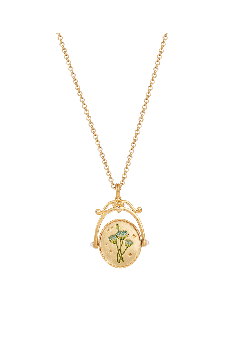 Fable England W Initial Water Lily Gold Spinner Chain Necklace, Alternate, color, Gold