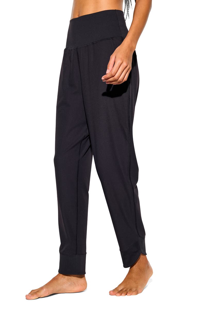 Spiritual Gangster Rowan Rib Pull-On Pants, Alternate, color, Black
