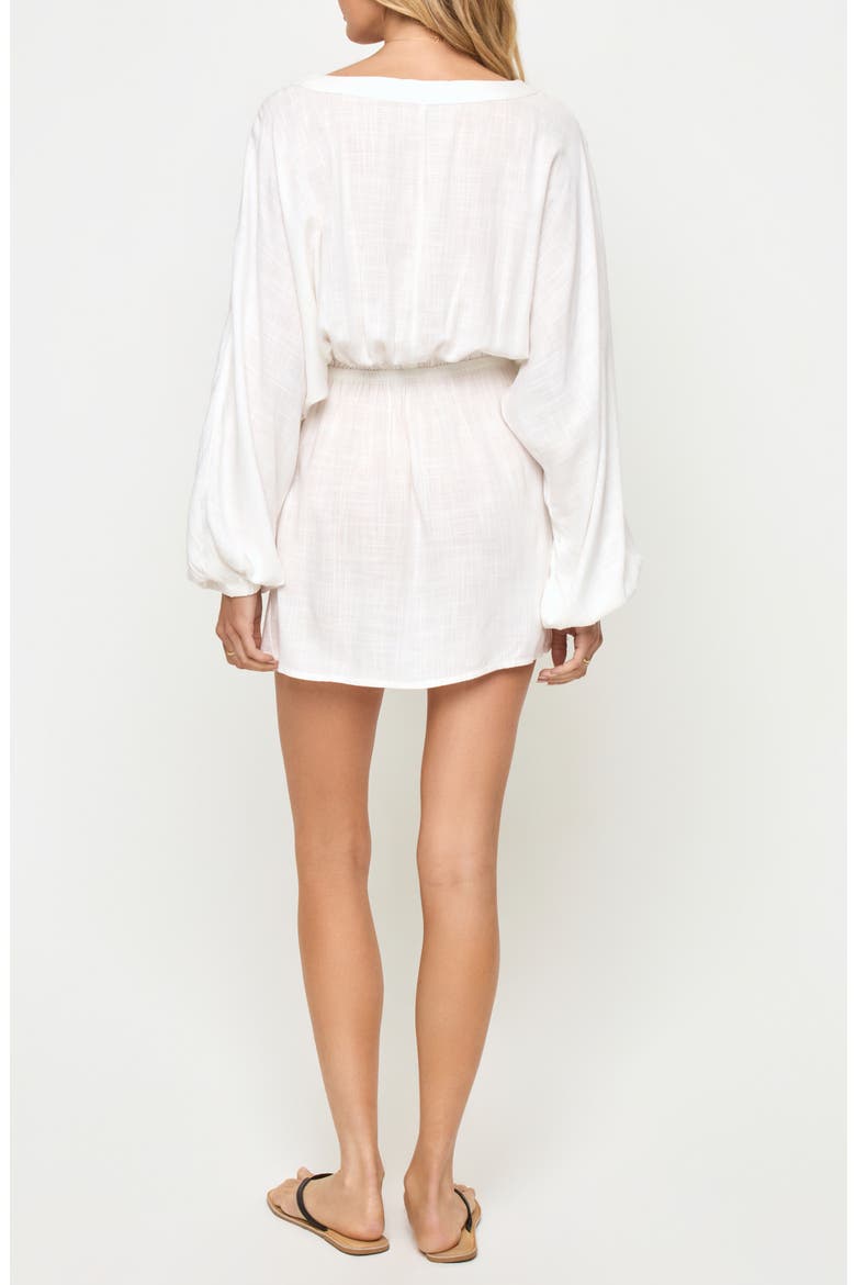 Deia Long Sleeve Cover-Up Minidress, Alternate, color, CREAM