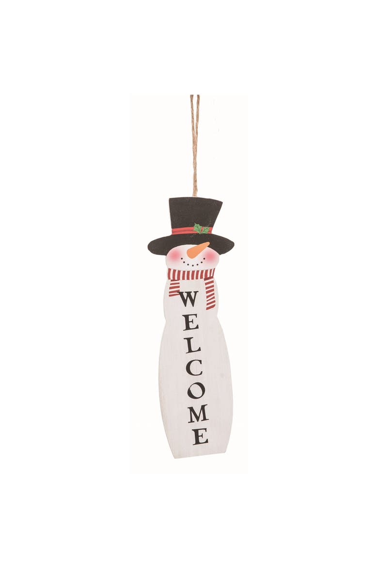 Wood White Christmas Welcome Decor, Main, color, White