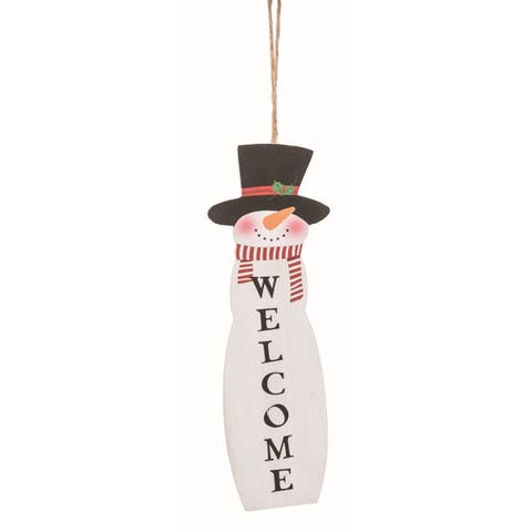 Wood White Christmas Welcome Decor
