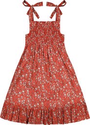Busy Bees India Shoulder Tie Sundress Red Floral