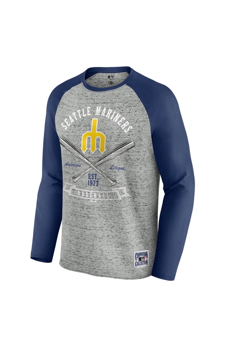 Darius Rucker Collection by Fanatics Men's Darius Rucker Collection by Fanatics  Heather Gray Seattle Mariners Raw Edge Raglan Long Sleeve Baseball T-Shirt, Alternate, color, 