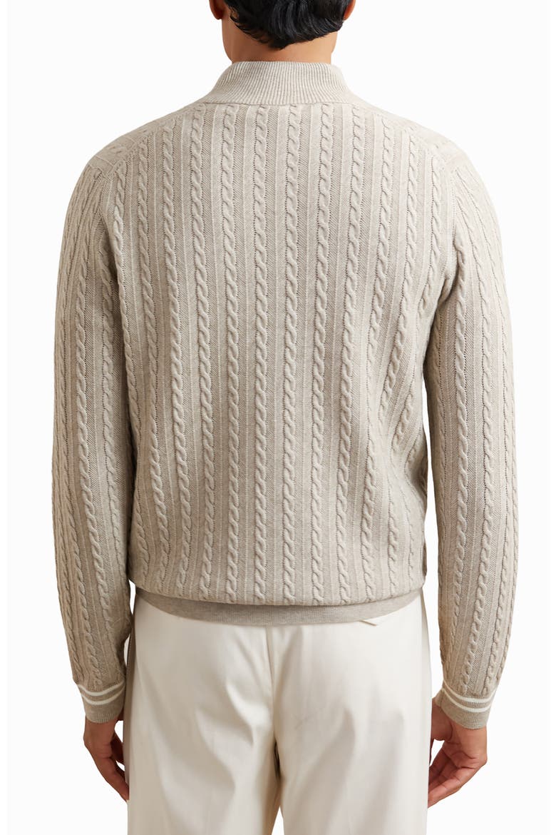 Tuscano Cable Quarter Zip Sweater, Alternate, color, OATMEAL BROWN