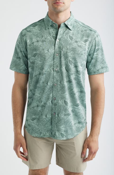 San Lucio Villa Evora IslandZone® Knit Short Sleeve Cotton Blend Button-Up Shirt