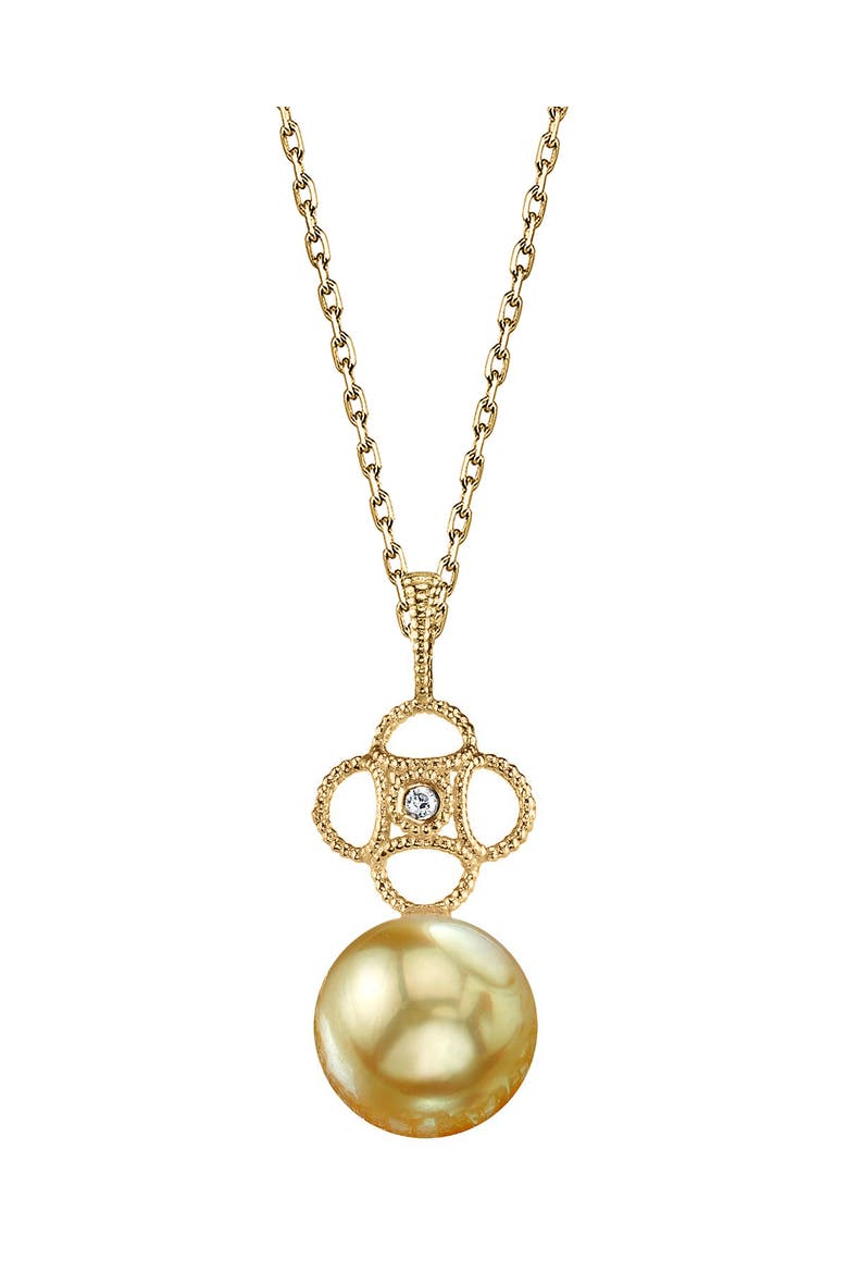 Golden South Sea Pearl & Diamond Lacy Pendant, Main, color, Golden Pearl
